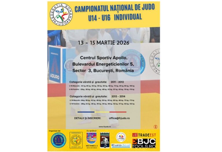 Campionatele Naționale de Judo U14 și U16 vor avea loc la București, în perioada 13–15 martie 2026