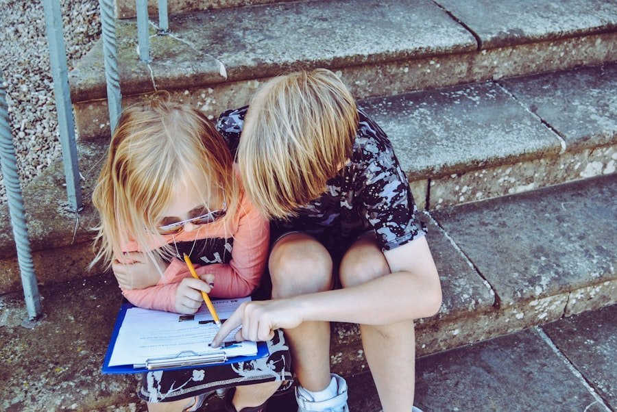 Photo helping children with homework